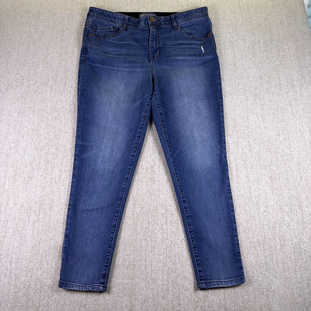 Democracy Jeans Women Size 14 Ab Solution Mid Rise Slim Ankle Blue Denim Faded